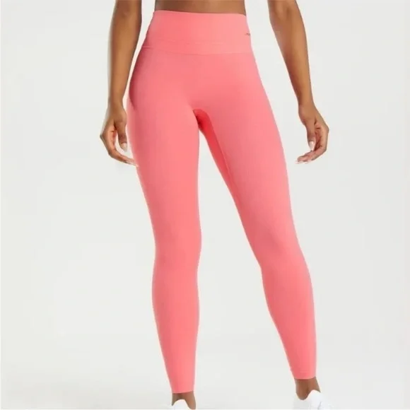 GYMSHARK x Whitney Simmons- V2 Leggings Coral Pink Athletic Training Gym Workout - Picture 2 of 9